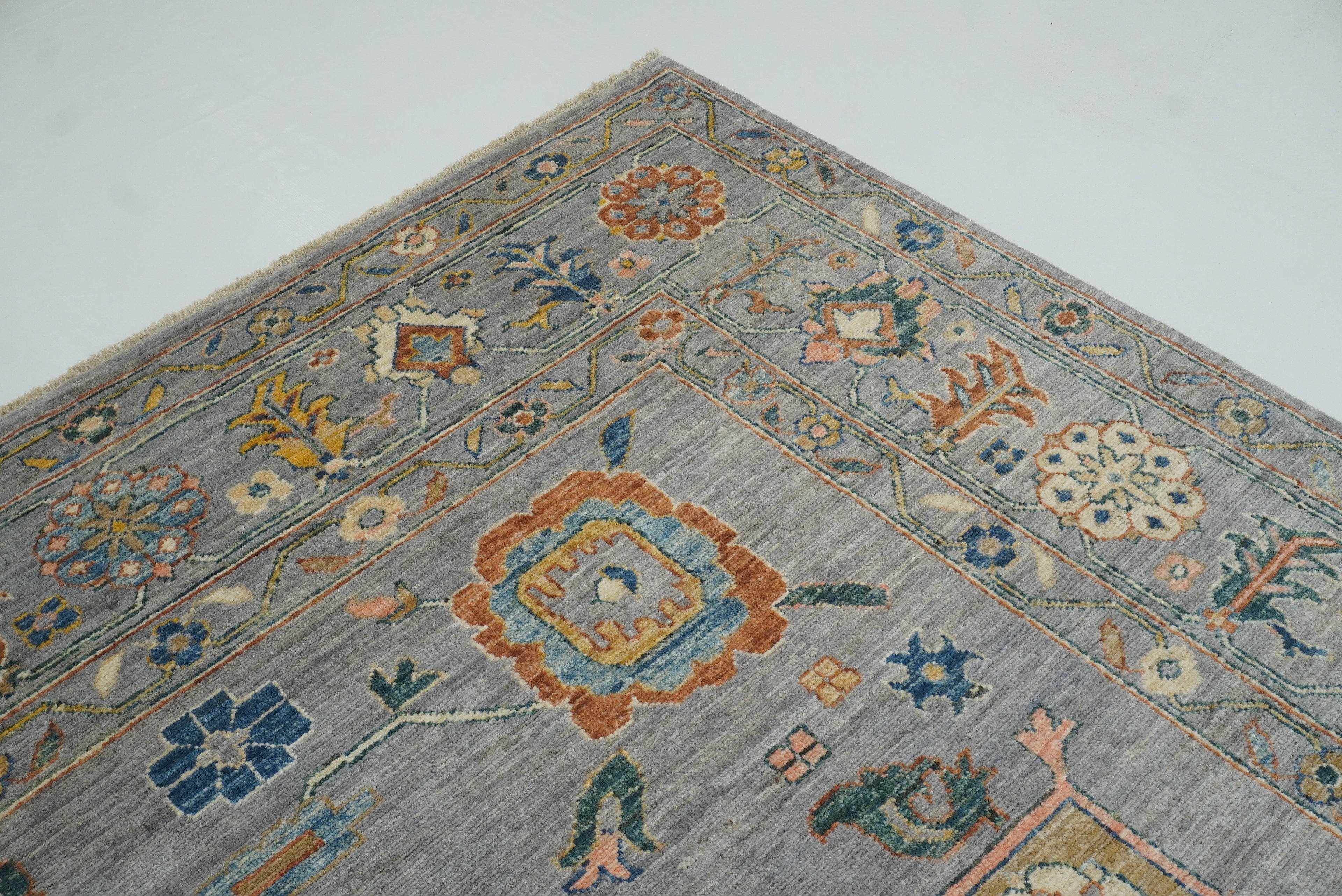 9x12 Oushak Stone Gray Hand knotted Wool Rug - Yildiz Rugs