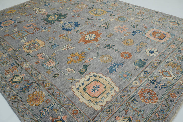 9x12 Oushak Stone Gray Hand knotted Wool Rug - Yildiz Rugs