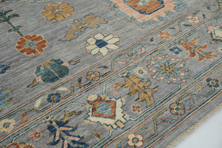 9x12 Oushak Stone Gray Hand knotted Wool Rug - Yildiz Rugs