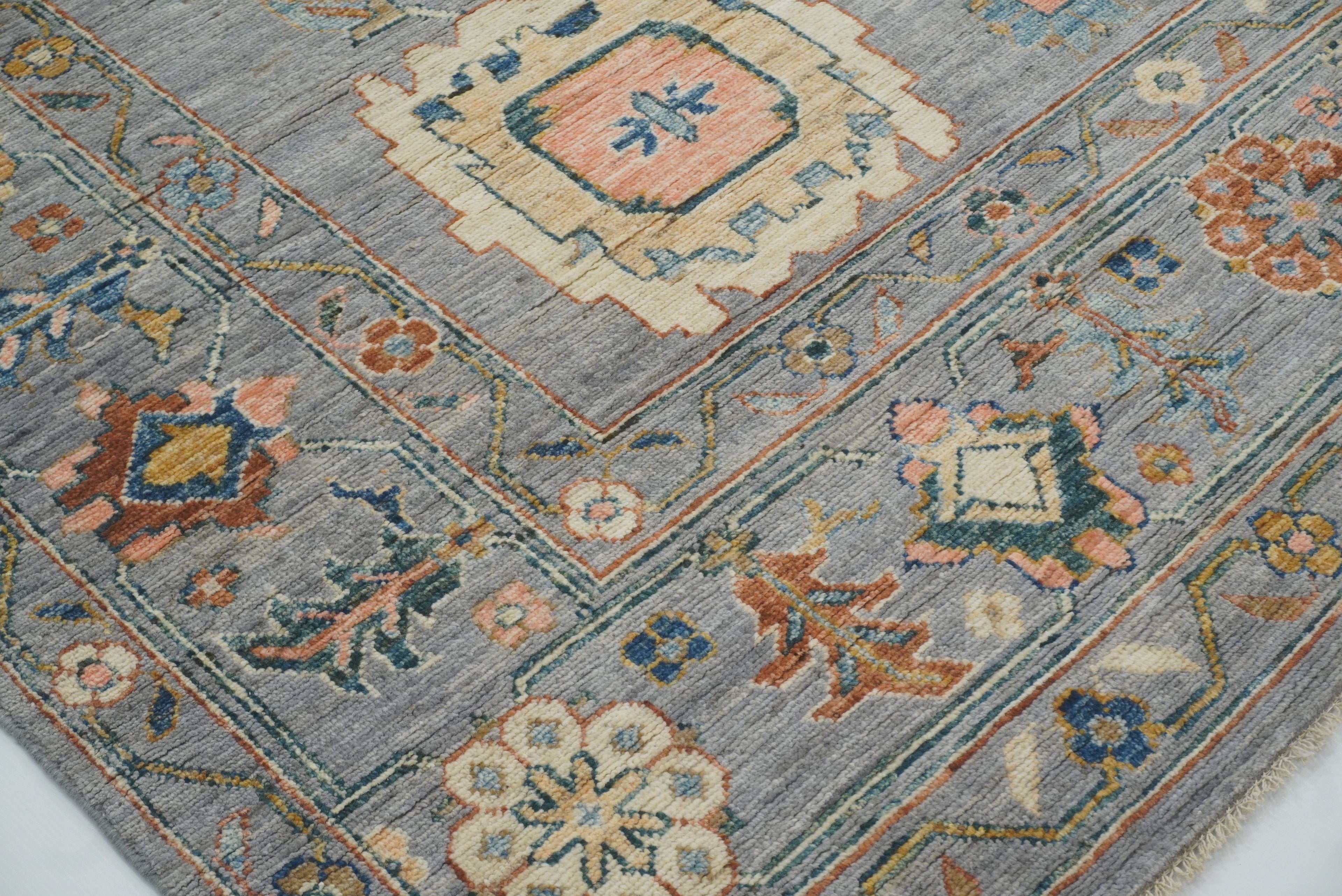 9x12 Oushak Stone Gray Hand knotted Wool Rug - Yildiz Rugs