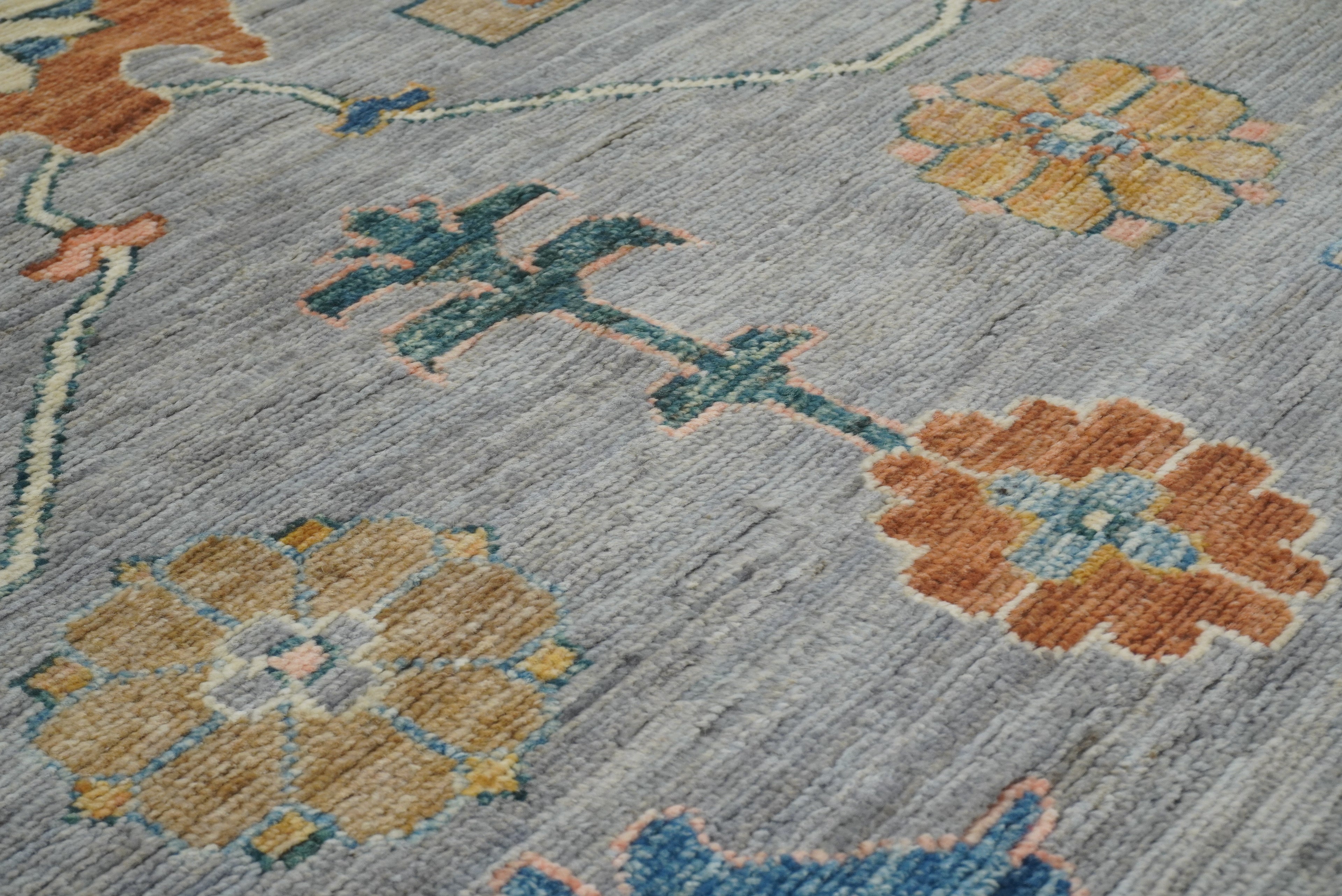 9x12 Oushak Stone Gray Hand knotted Wool Rug - Yildiz Rugs