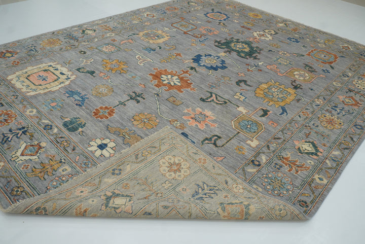 9x12 Oushak Stone Gray Hand knotted Wool Rug - Yildiz Rugs