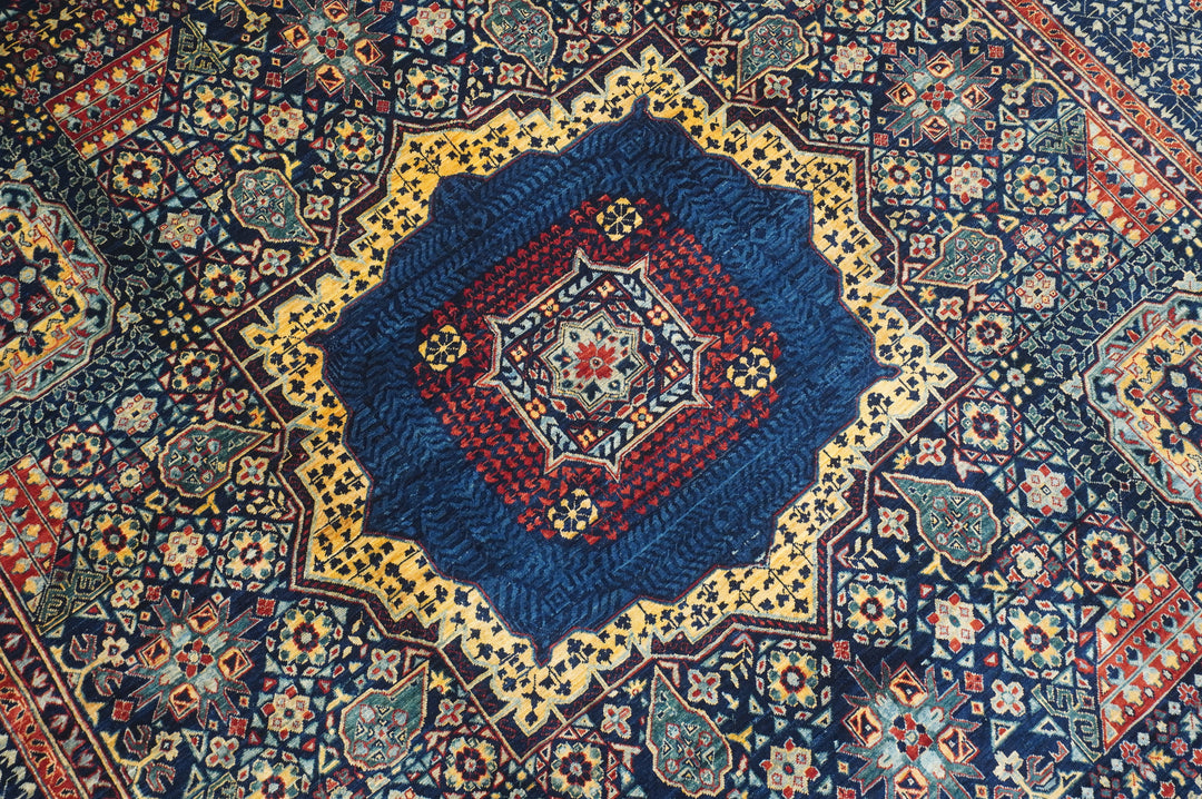 8x10 Navy Blue Turkish Mamluk Hand knotted Medallion Rug