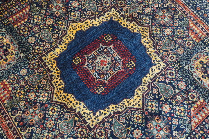 8x10 Navy Blue Turkish Mamluk Hand knotted Medallion Rug