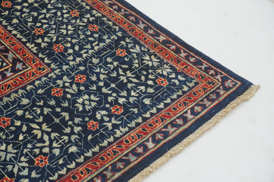 8x10 Navy Blue Turkish Mamluk Hand knotted Medallion Rug