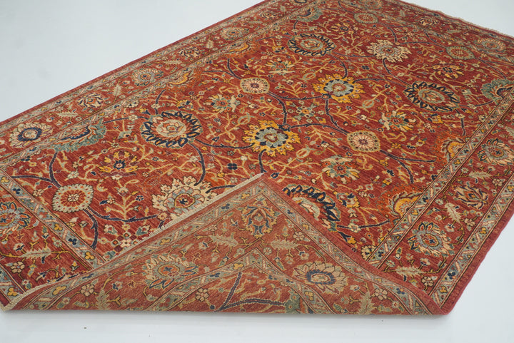 6x9 Bidjar Brick Red Afghan Hand-Knotted Oriental Rug - Yildiz Rugs
