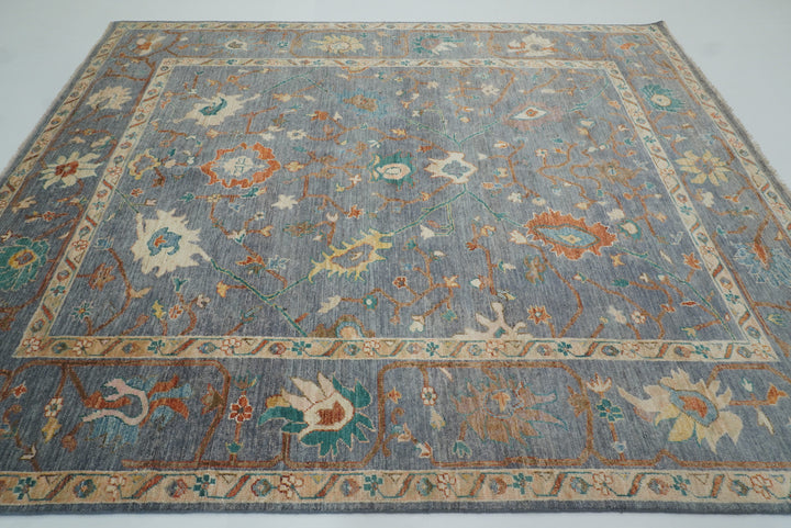8x10 Oushak Blue Gray Hand knotted Turkish Rug - Yildiz Rugs