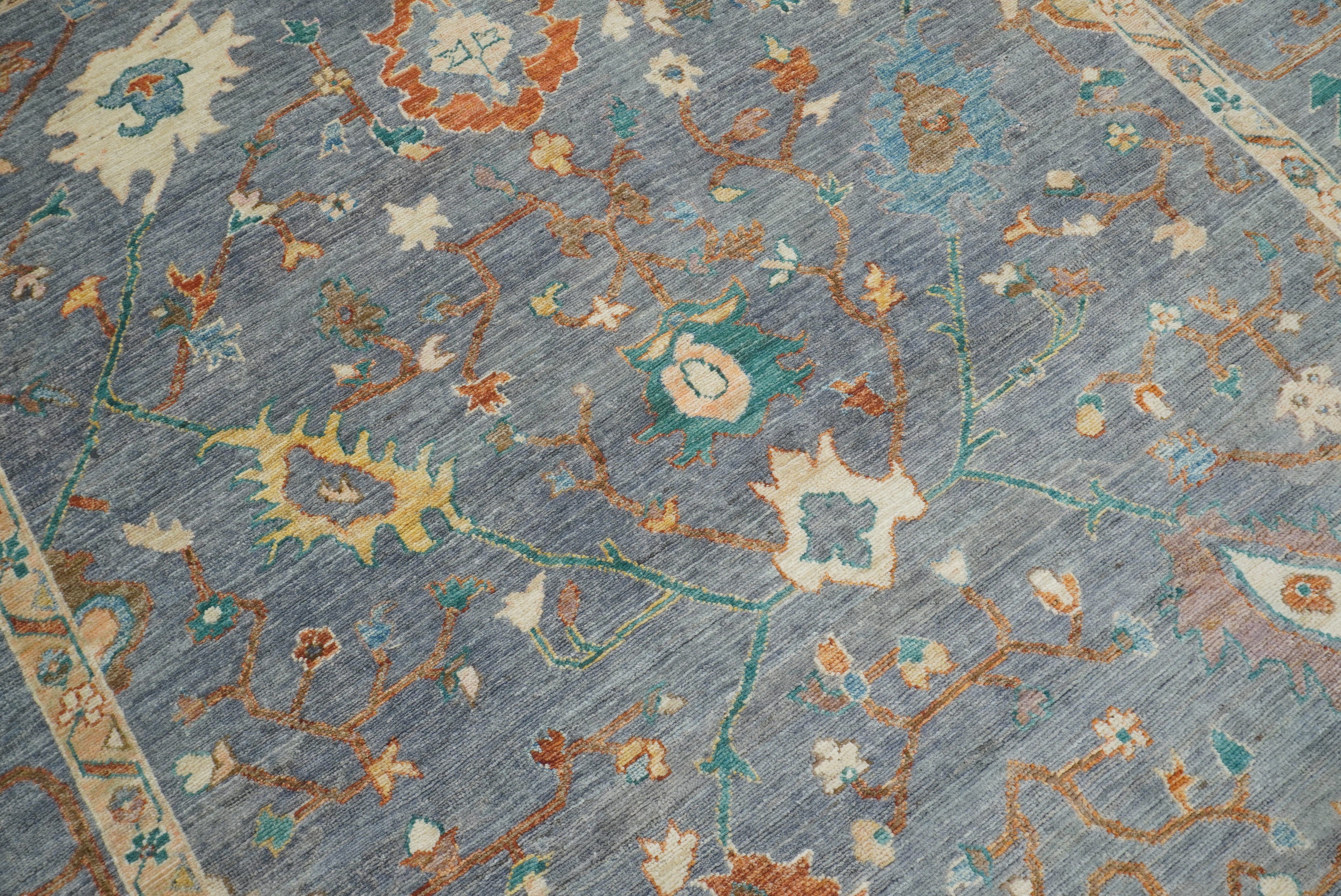 8x10 Oushak Blue Gray Hand knotted Turkish Rug - Yildiz Rugs