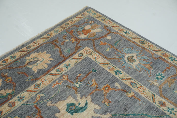 8x10 Oushak Blue Gray Hand knotted Turkish Rug - Yildiz Rugs