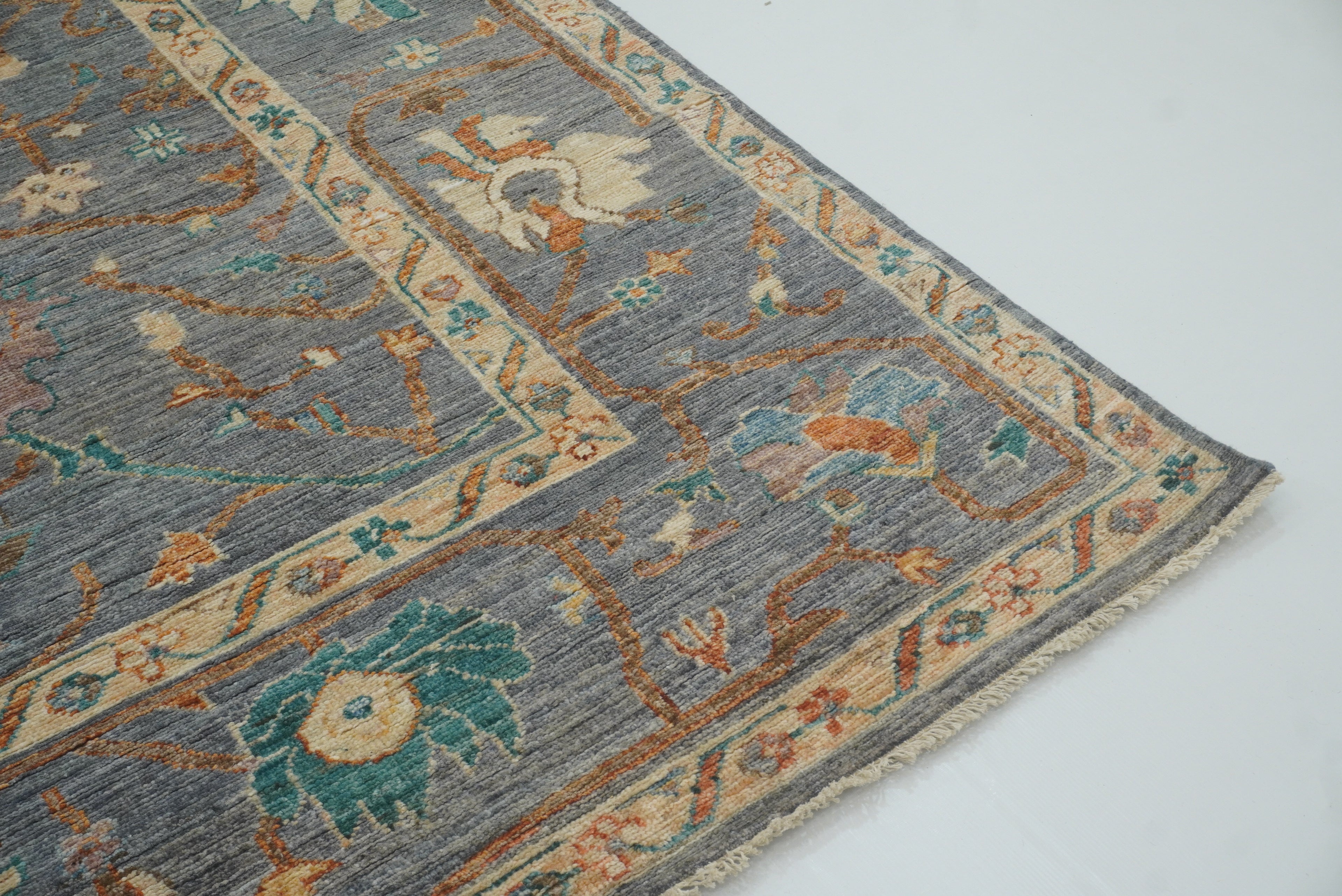8x10 Oushak Blue Gray Hand knotted Turkish Rug - Yildiz Rugs