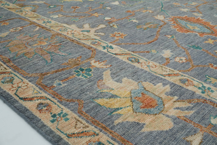 8x10 Oushak Blue Gray Hand knotted Turkish Rug - Yildiz Rugs