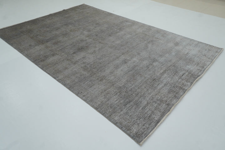 6'6"x9'10" Overdyed Oushak Slate Gray Hand-Knotted Rug - Yildiz Rugs