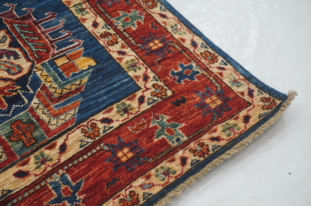 14 ft Blue Karaja Traditional Afghan Hand knotted Runner Rug