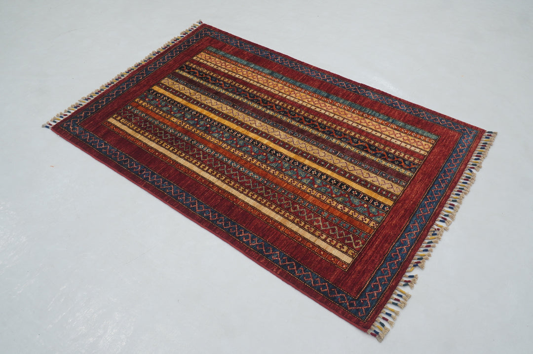 3x5 Red Turkish Shawl Pattern Rug