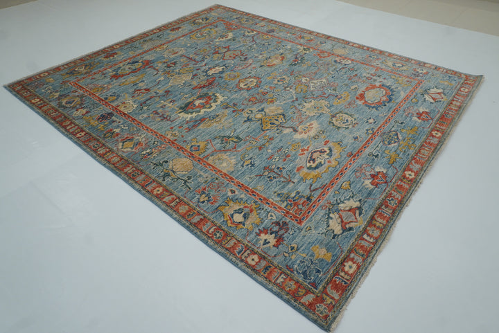 8x10 Oushak Blue Hand knotted Turkish Rug - Yildiz Rugs