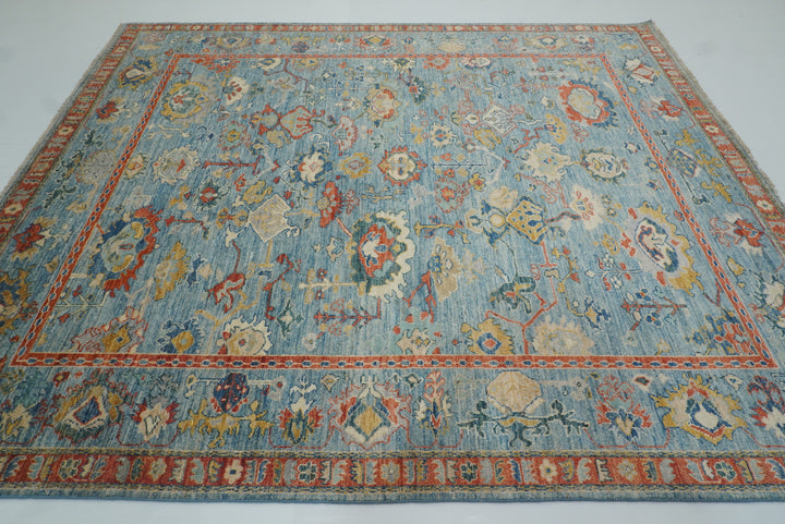 8x10 Oushak Blue Hand knotted Turkish Rug - Yildiz Rugs