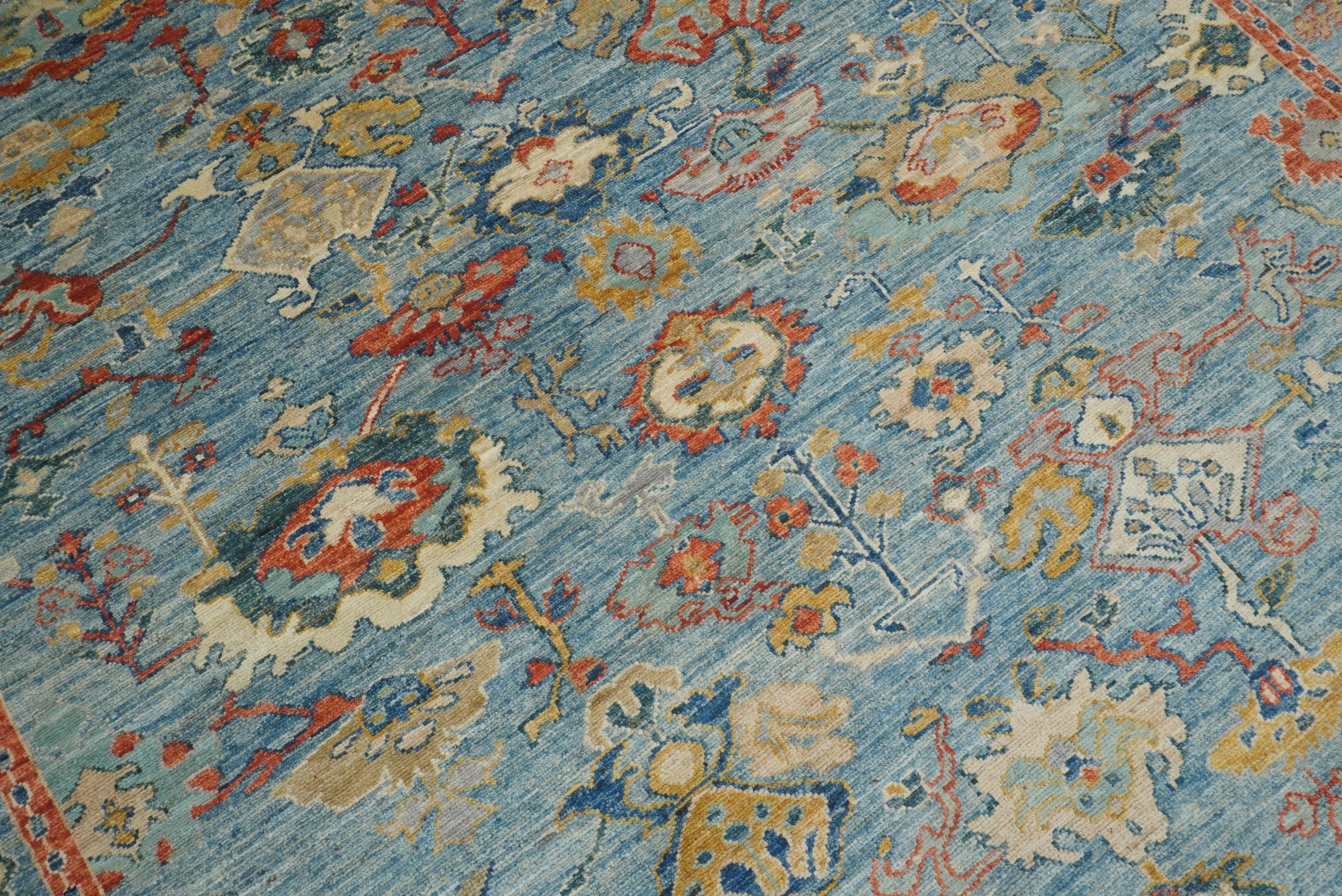 8x10 Oushak Blue Hand knotted Turkish Rug - Yildiz Rugs