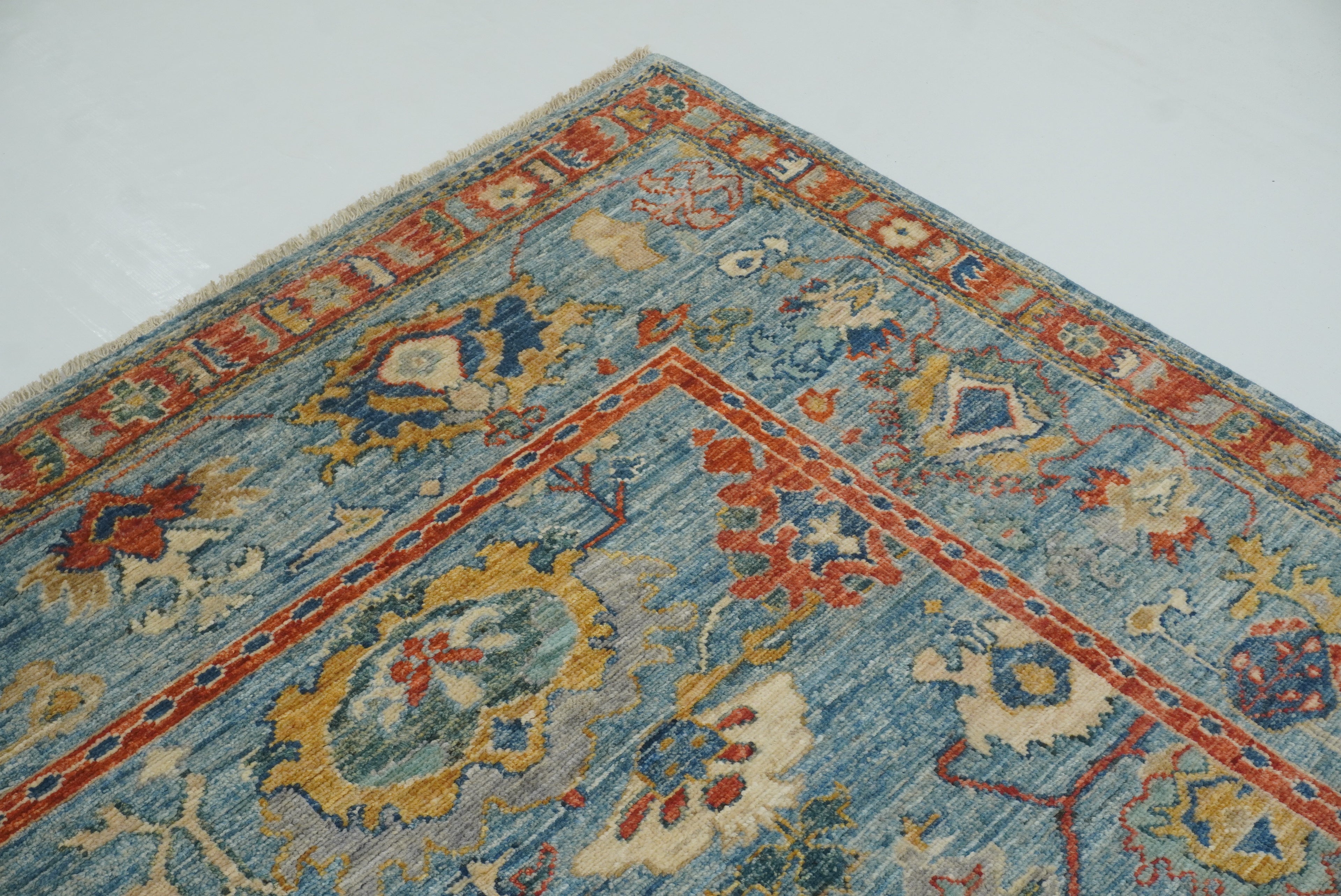 8x10 Oushak Blue Hand knotted Turkish Rug - Yildiz Rugs