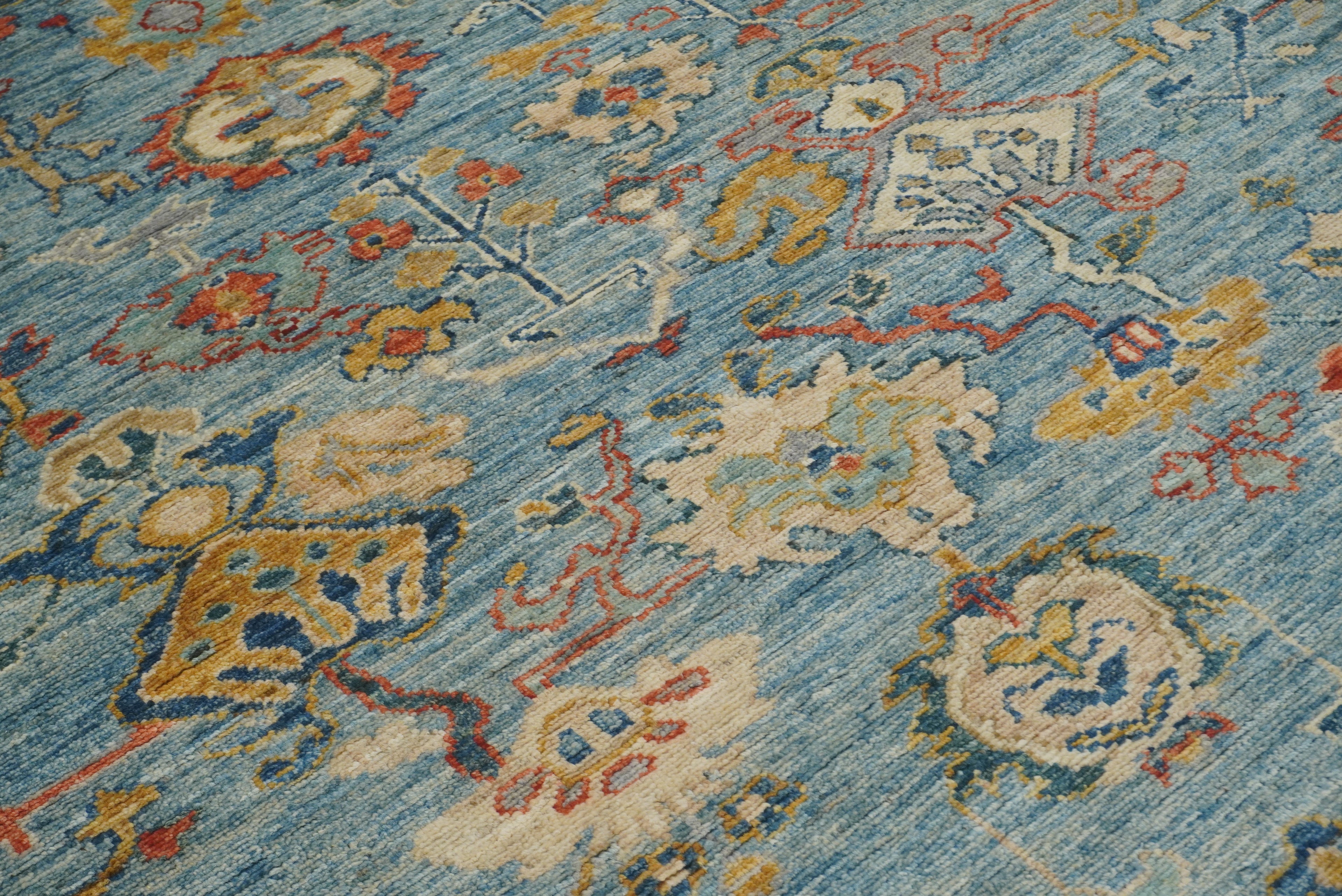 8x10 Oushak Blue Hand knotted Turkish Rug - Yildiz Rugs