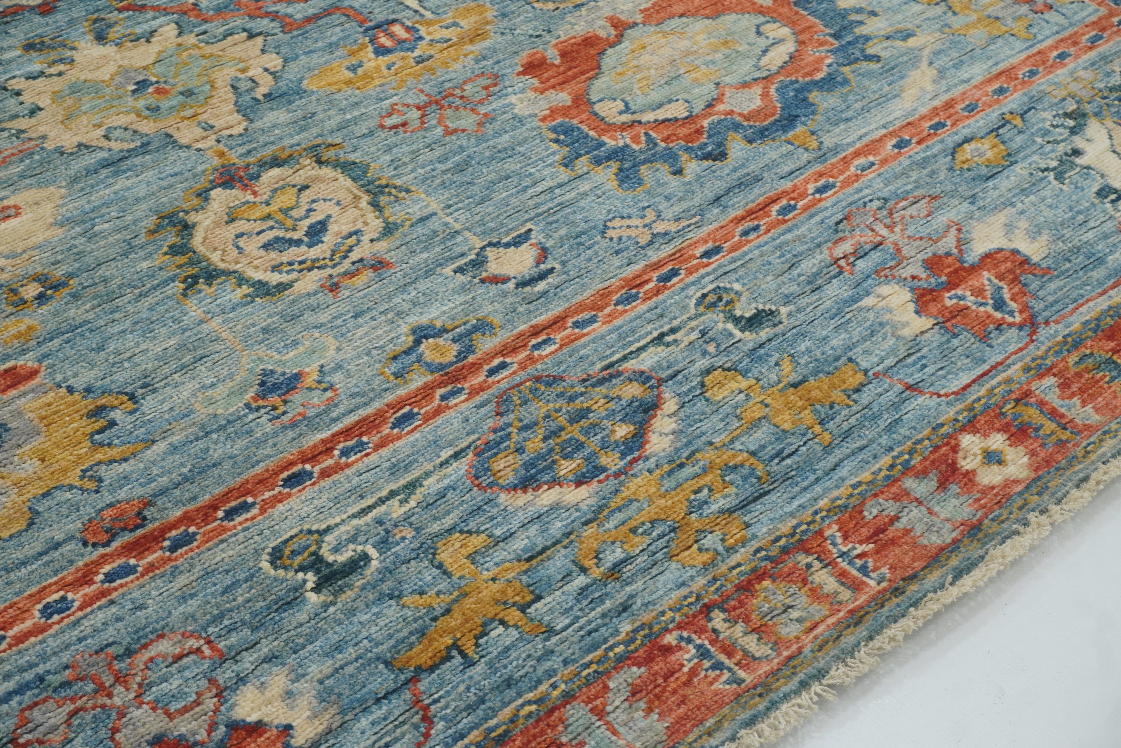 8x10 Oushak Blue Hand knotted Turkish Rug - Yildiz Rugs