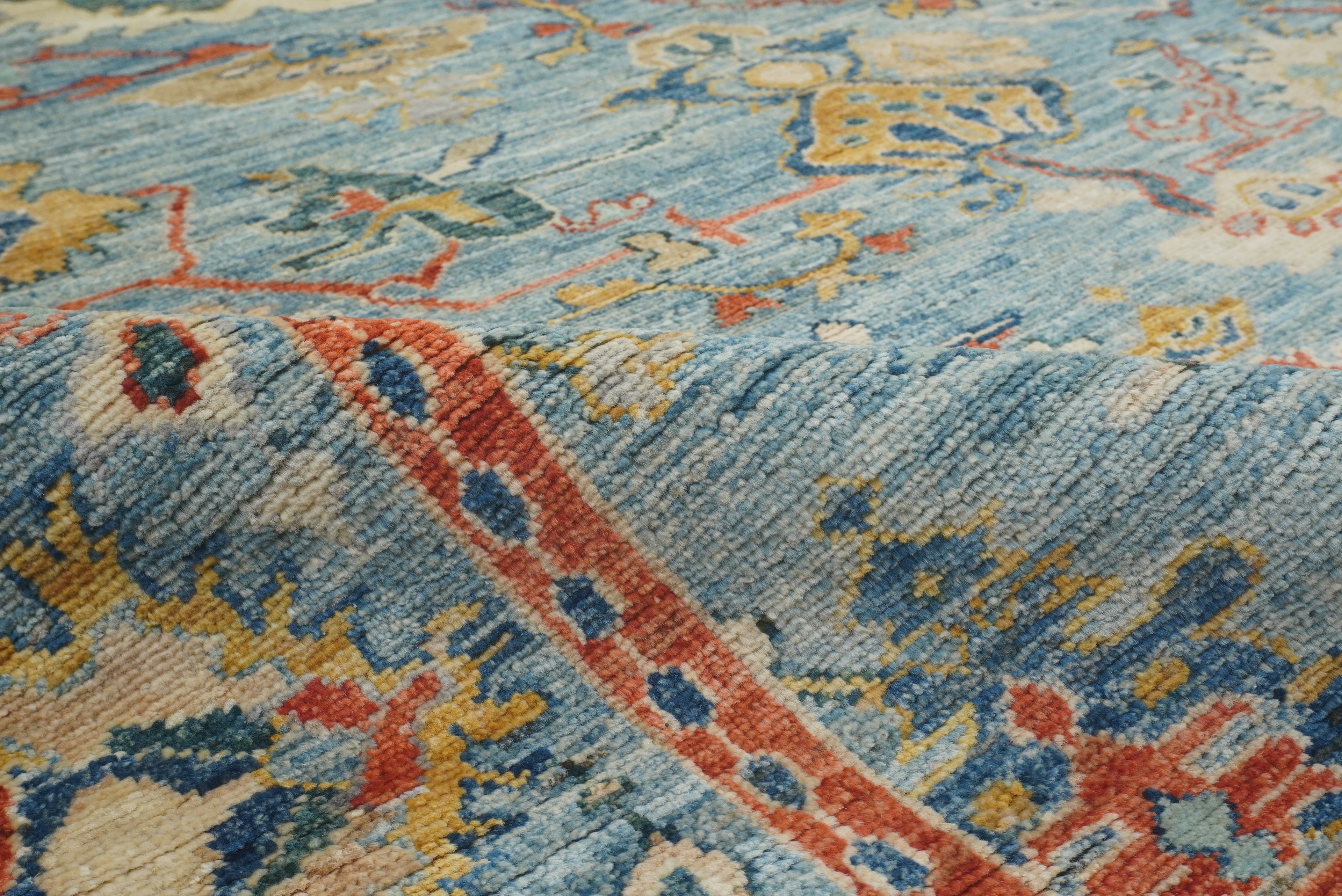 8x10 Oushak Blue Hand knotted Turkish Rug - Yildiz Rugs