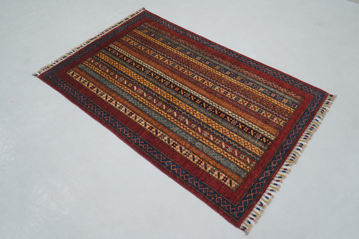 3x5 Red Turkish Shawl Pattern Rug