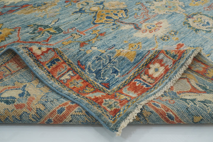 8x10 Oushak Blue Hand knotted Turkish Rug - Yildiz Rugs