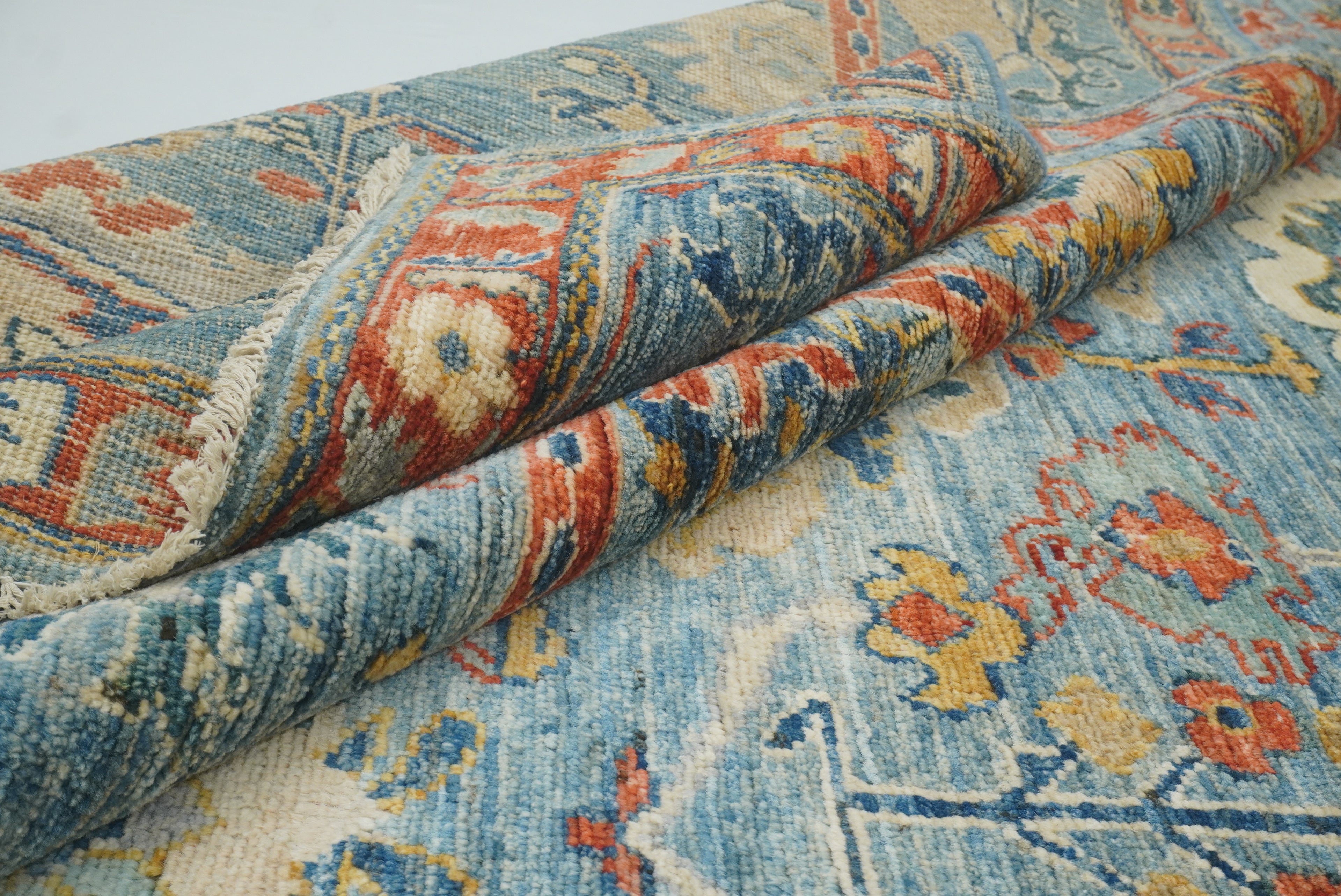 8x10 Oushak Blue Hand knotted Turkish Rug - Yildiz Rugs