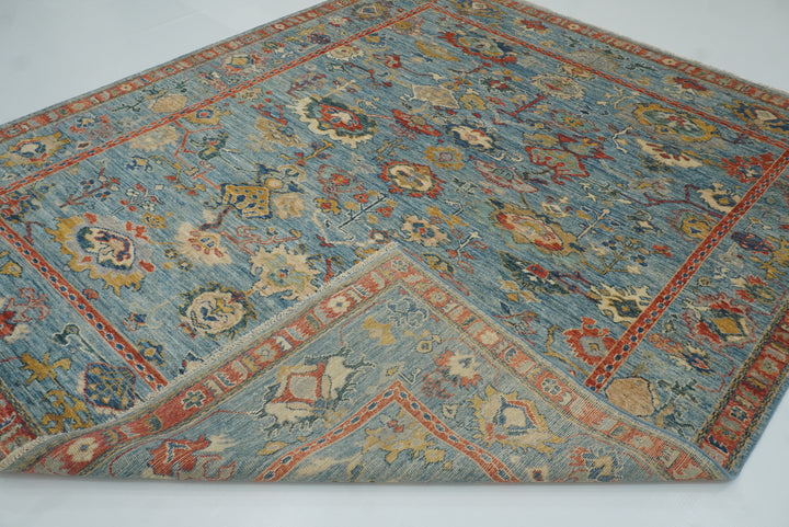 8x10 Oushak Blue Hand knotted Turkish Rug - Yildiz Rugs