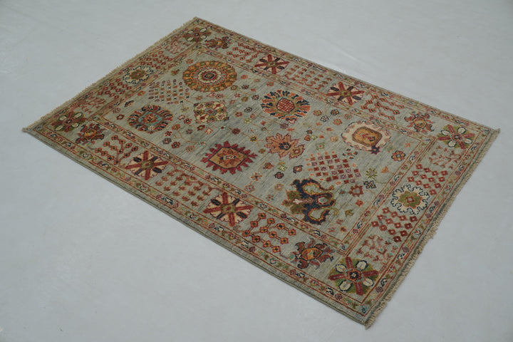 3x4 Blueish Gray Afghan Waziri Oriental Rug