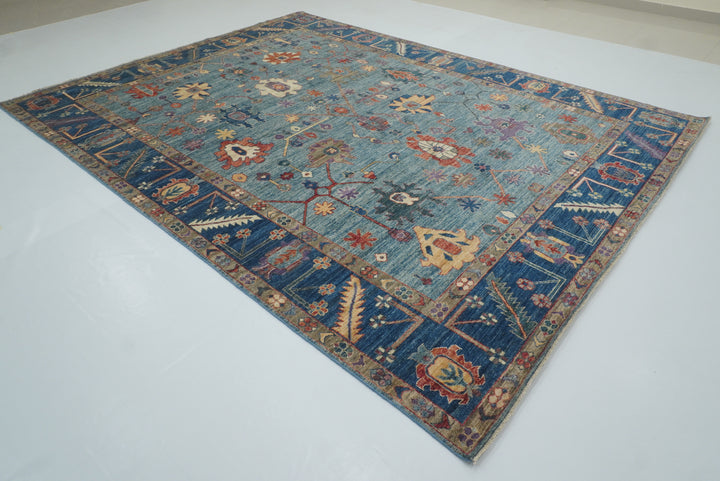 9x12 Blue Oushak Hand-Knotted Turkish Rug - Yildiz Rugs
