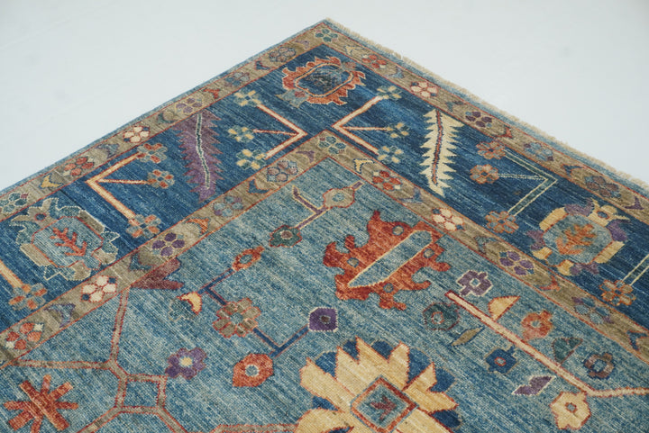 9x12 Blue Oushak Hand-Knotted Turkish Rug - Yildiz Rugs