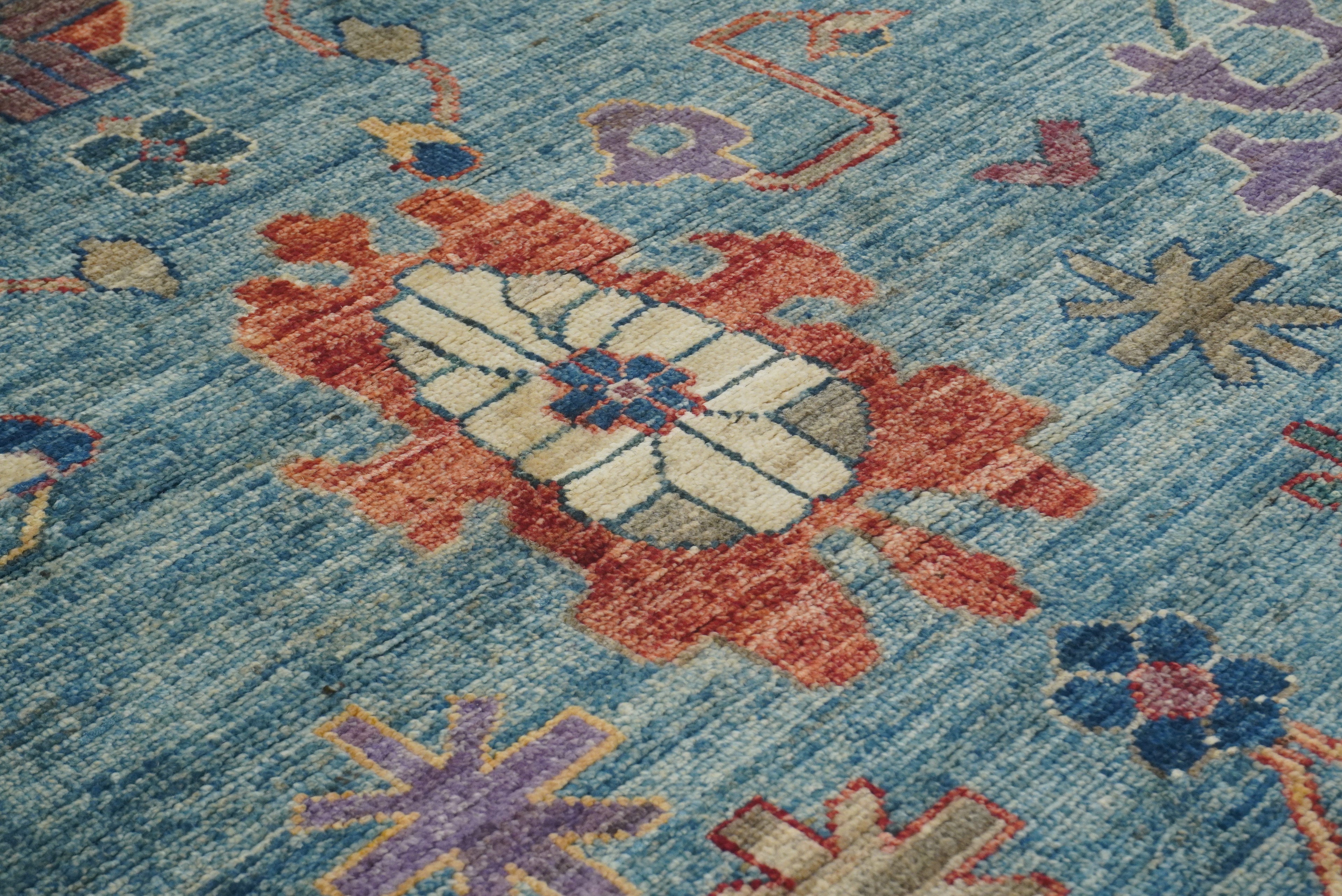 9x12 Blue Oushak Hand-Knotted Turkish Rug - Yildiz Rugs
