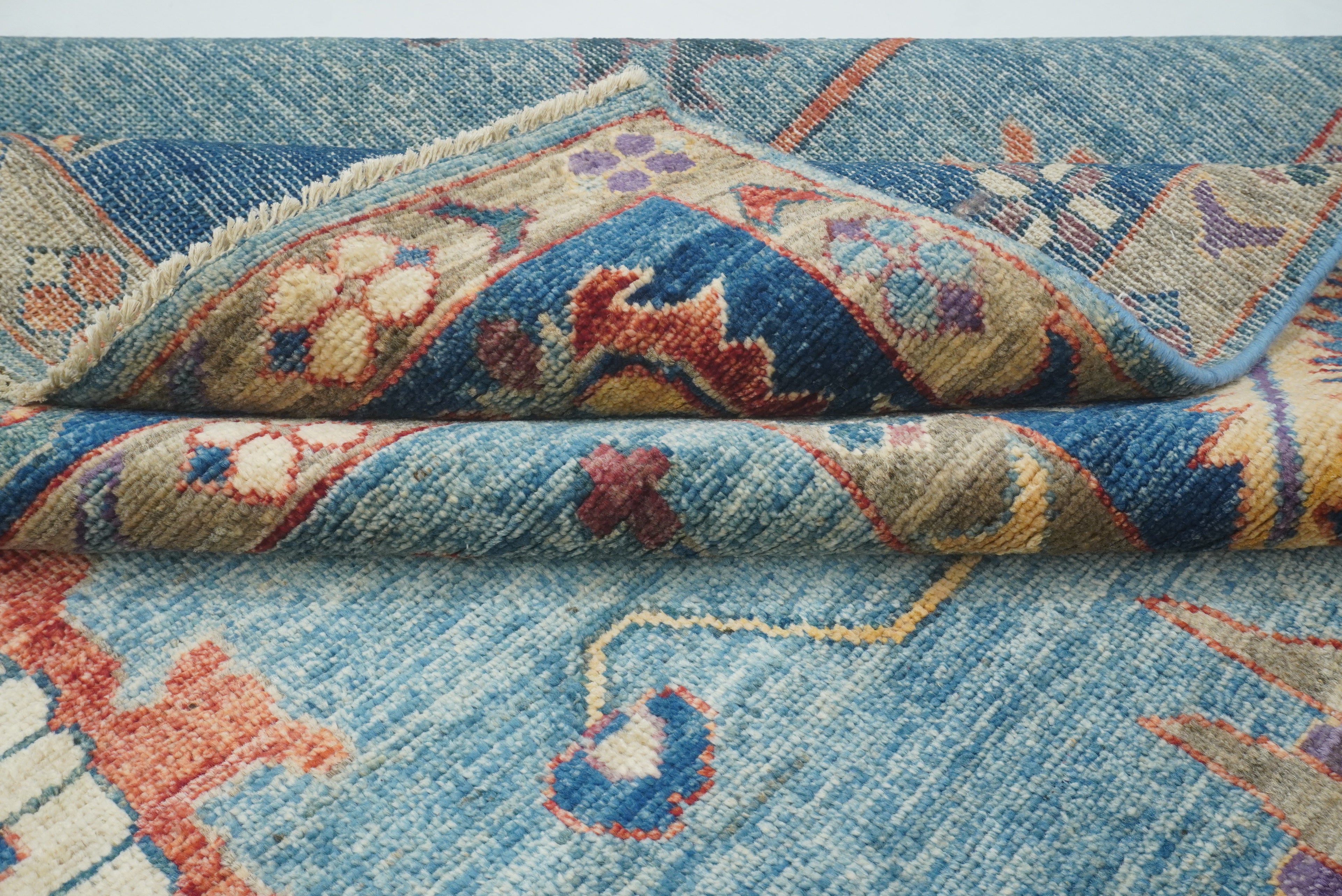 9x12 Blue Oushak Hand-Knotted Turkish Rug - Yildiz Rugs