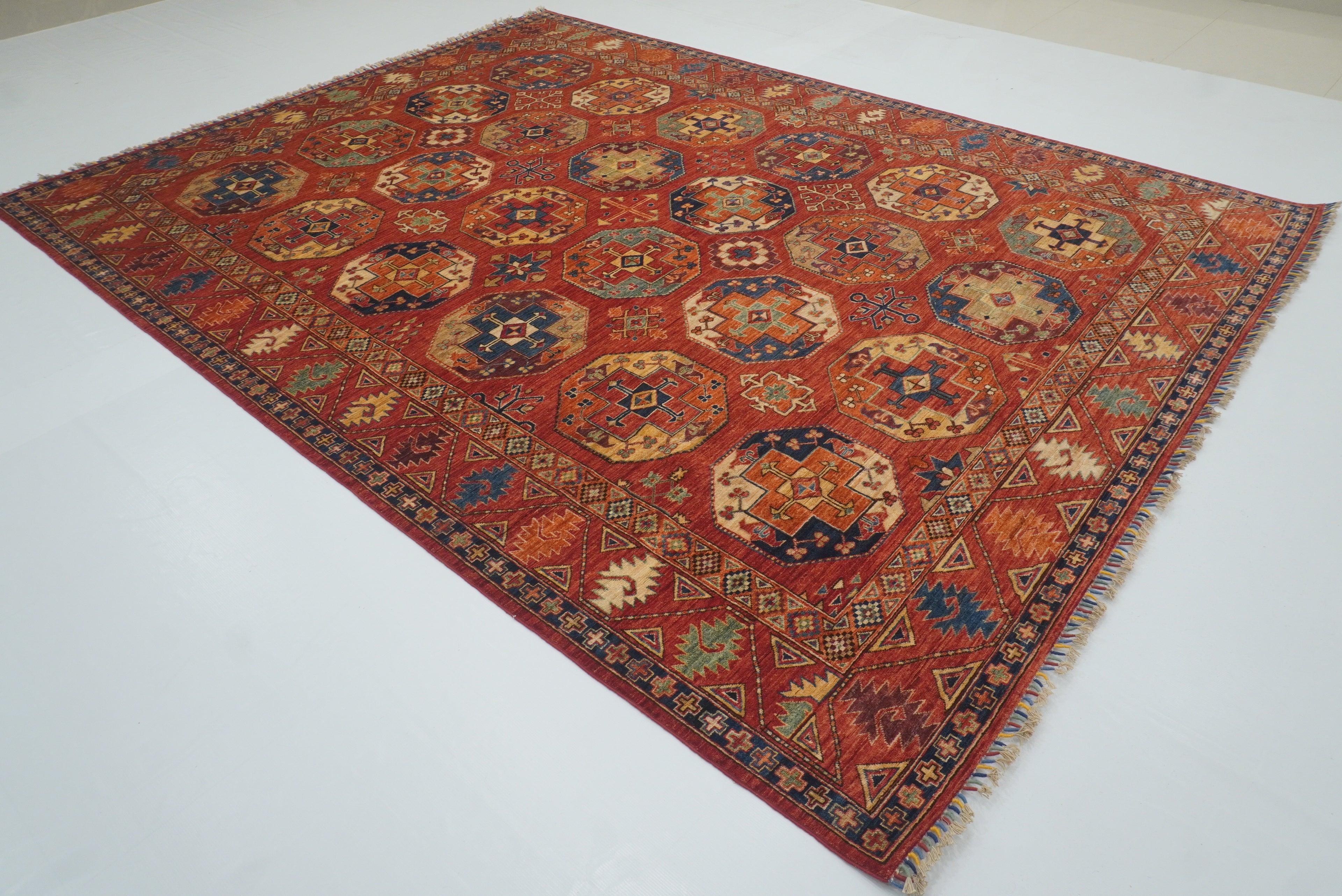 8'5"x11'1" Red Ersari Hand-Knotted Afghan Rug - Yildiz Rugs