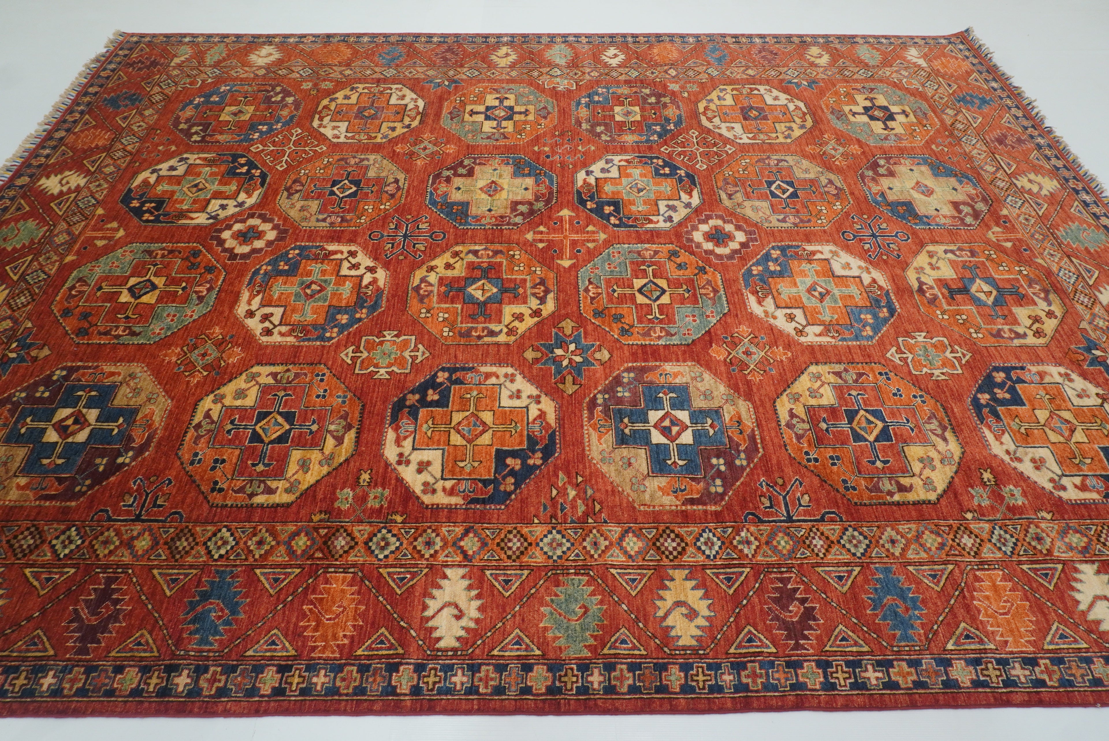 8'5"x11'1" Red Ersari Hand-Knotted Afghan Rug - Yildiz Rugs