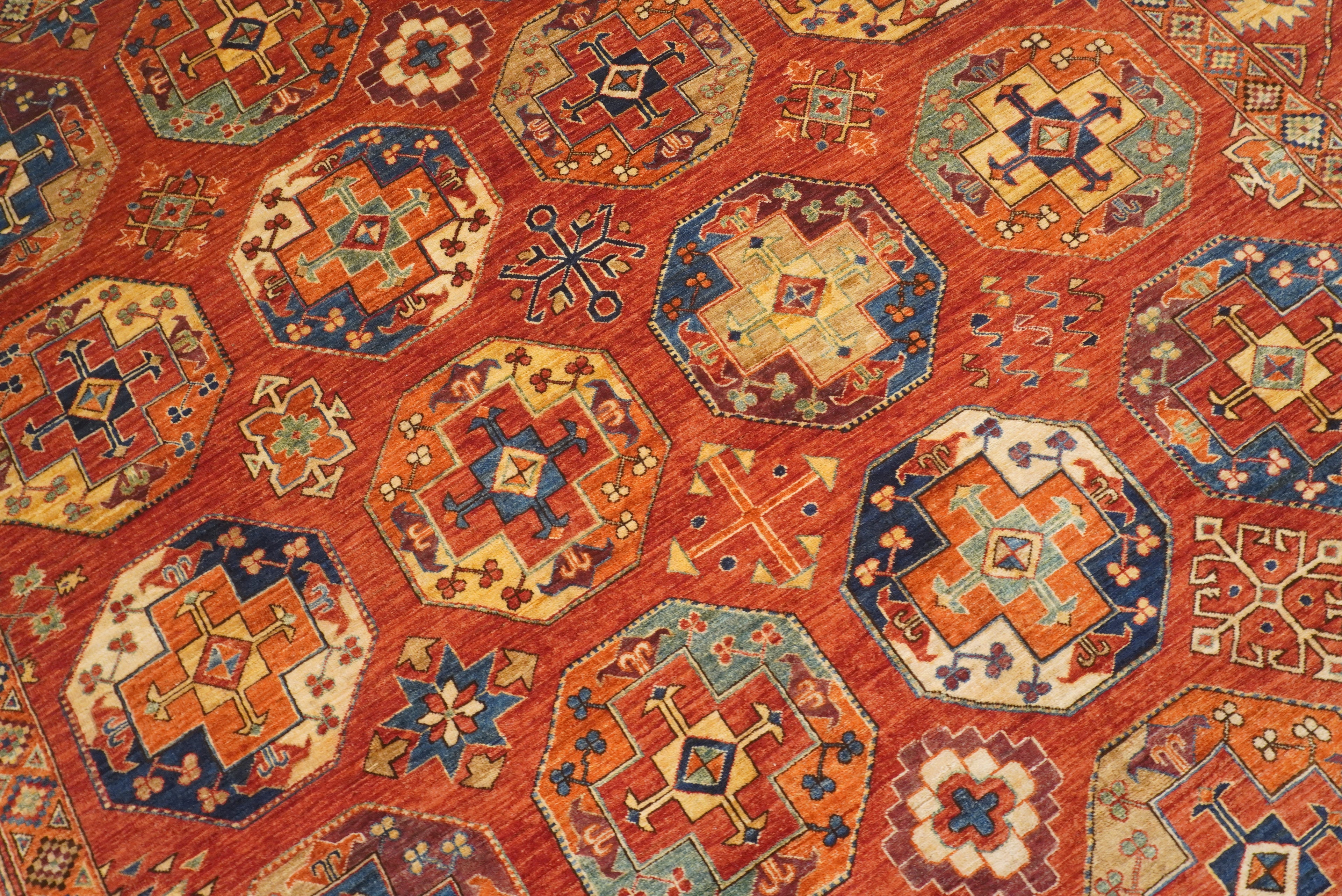 8'5"x11'1" Red Ersari Hand-Knotted Afghan Rug - Yildiz Rugs