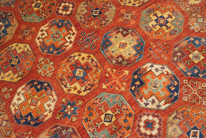8'5"x11'1" Red Ersari Hand-Knotted Afghan Rug - Yildiz Rugs