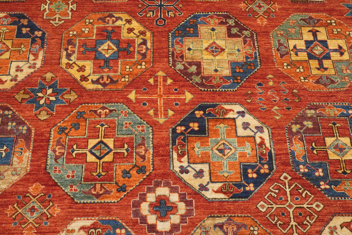 8'5"x11'1" Red Ersari Hand-Knotted Afghan Rug - Yildiz Rugs