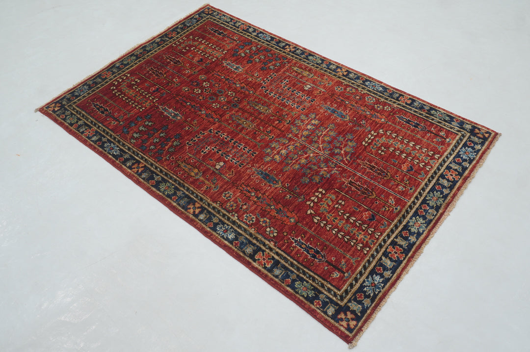 3x5 Red Tree Bakhshaish Afghan Hand Knotted Rug