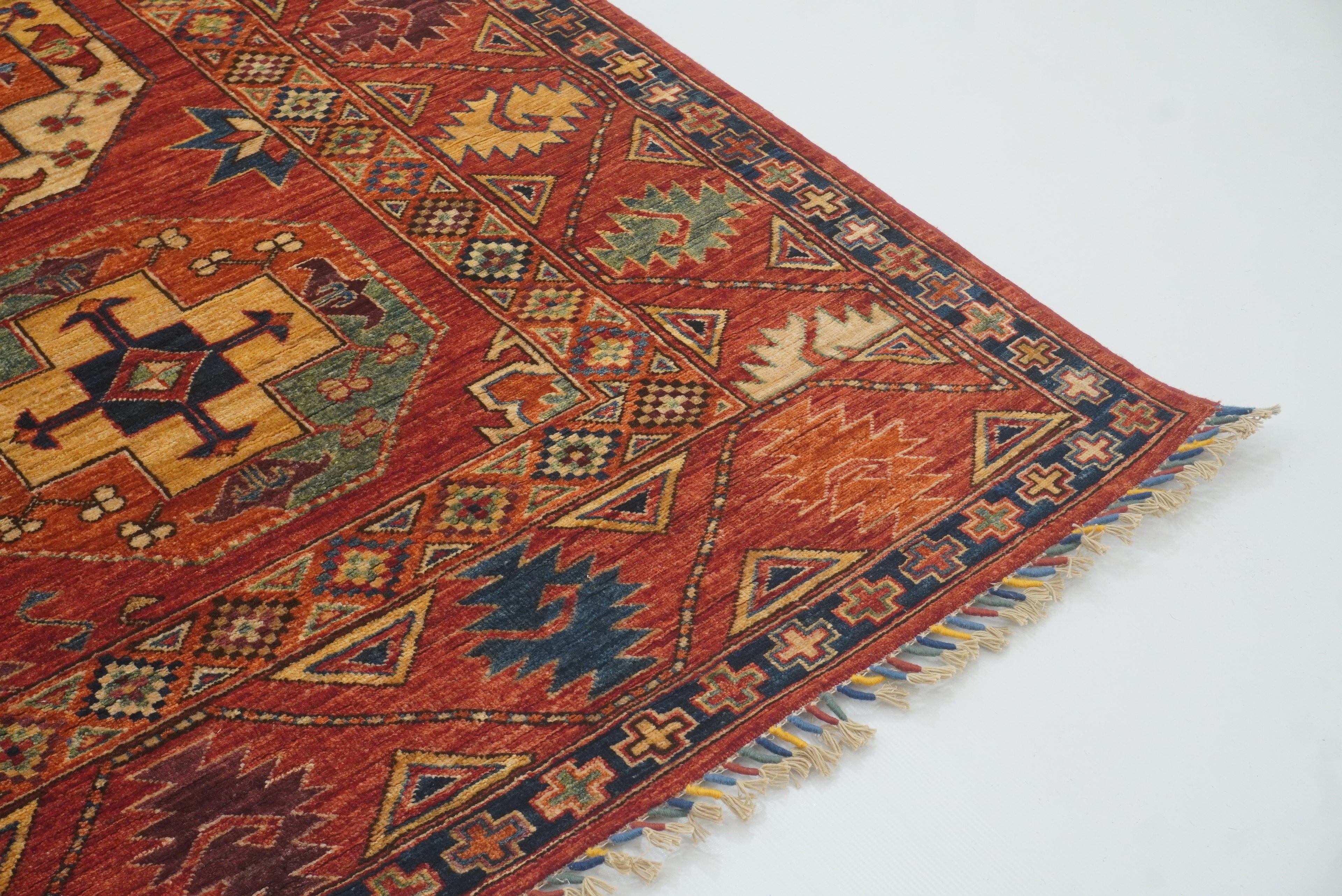 8'5"x11'1" Red Ersari Hand-Knotted Afghan Rug - Yildiz Rugs