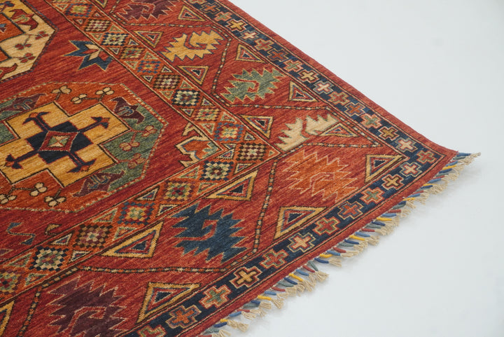 8'5"x11'1" Red Ersari Hand-Knotted Afghan Rug - Yildiz Rugs