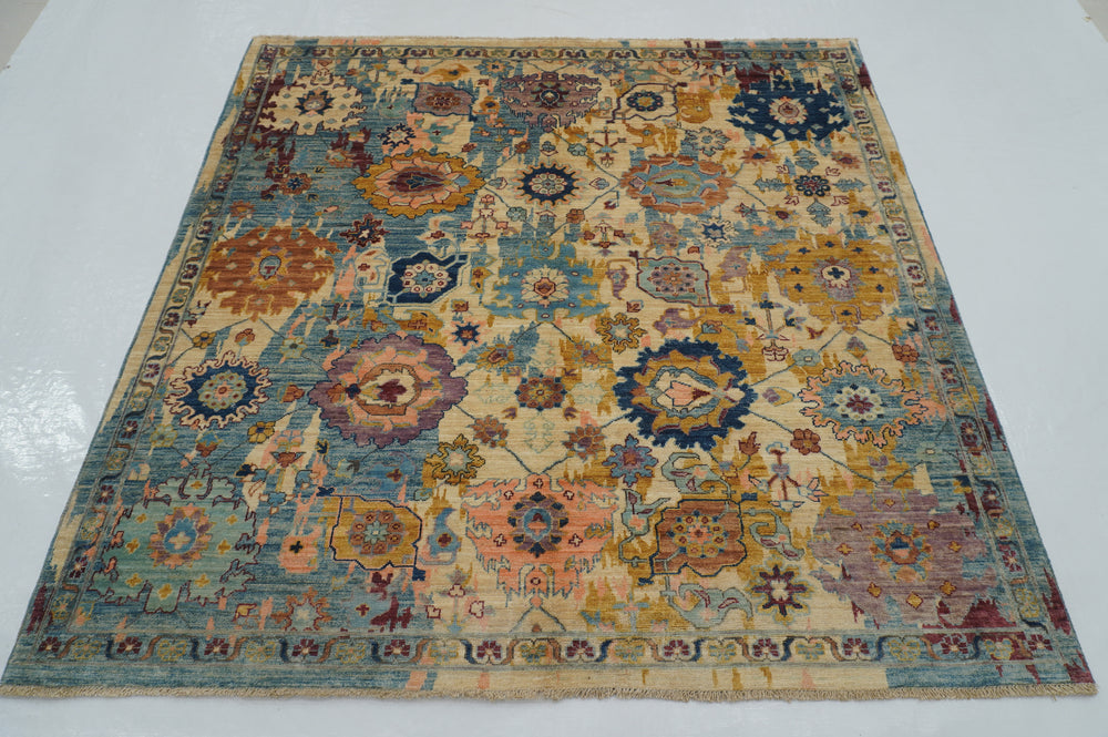 6 x 6 Beige Square Afghan Bidjar Hand knotted Modern Rug - Yildiz Rugs