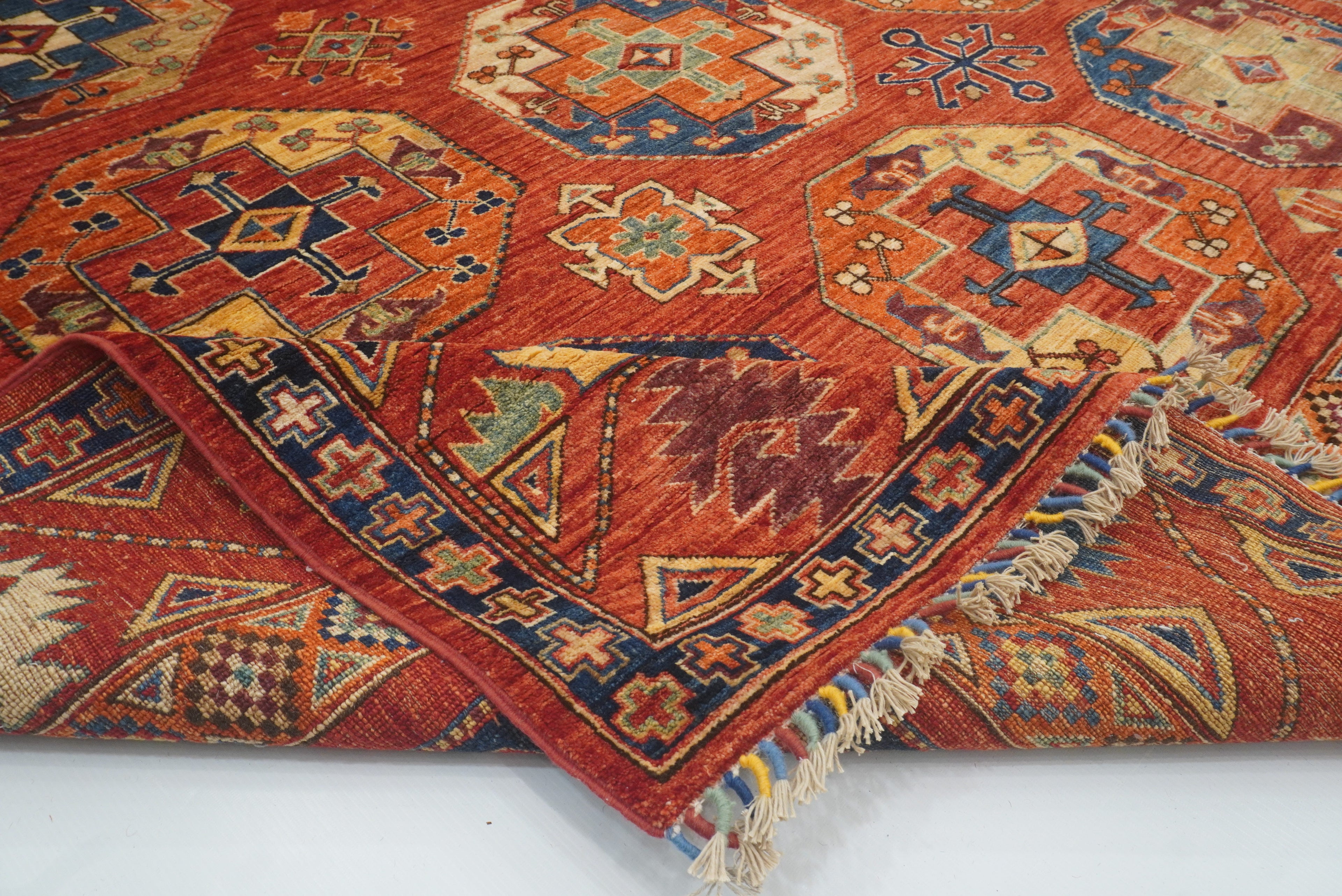 8'5"x11'1" Red Ersari Hand-Knotted Afghan Rug - Yildiz Rugs