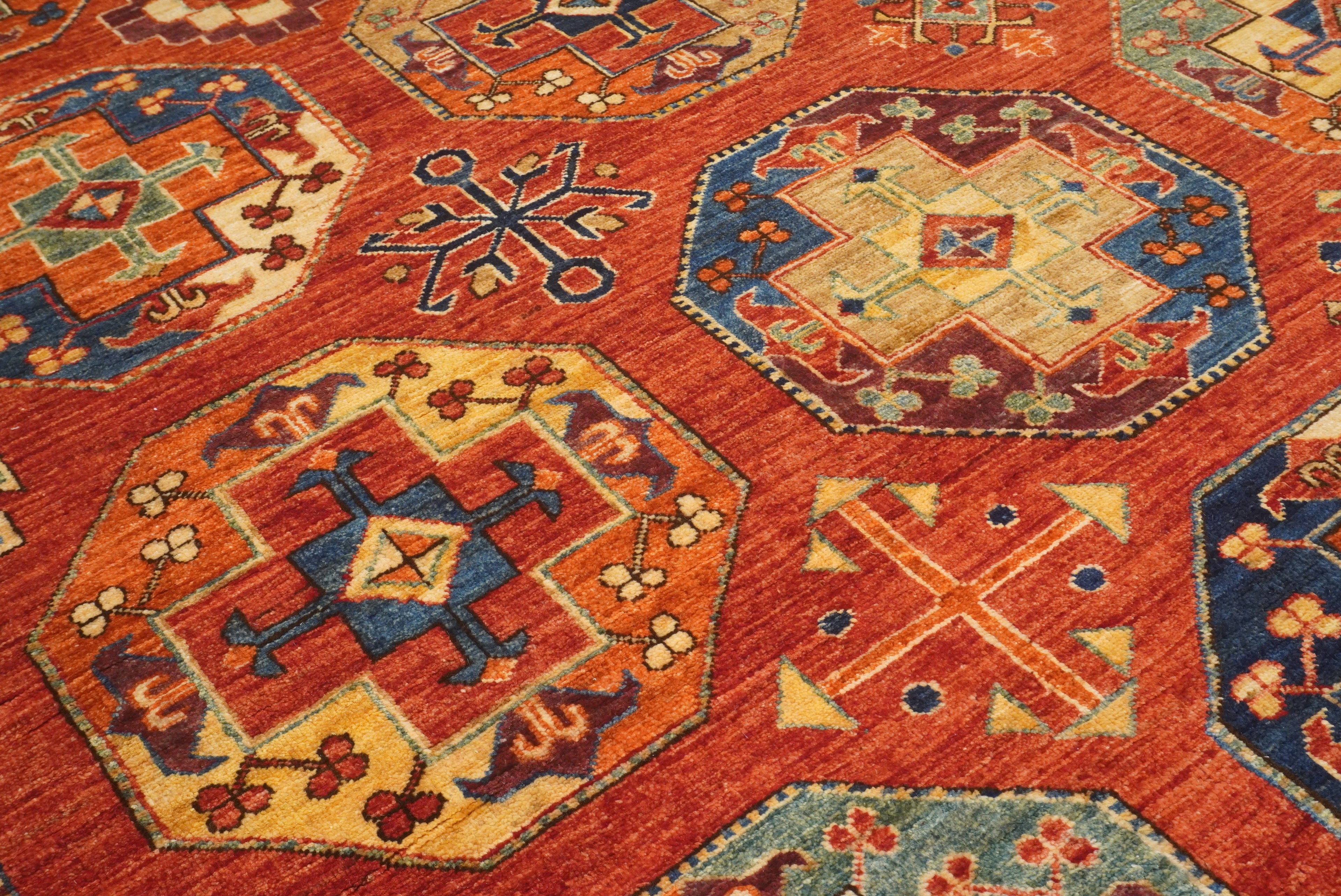 8'5"x11'1" Red Ersari Hand-Knotted Afghan Rug - Yildiz Rugs