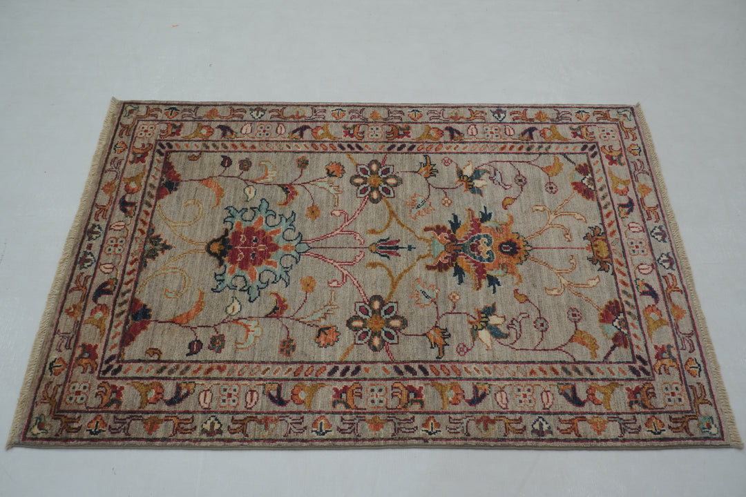 3x4 Gray Afghan Waziri Hand knotted Oriental Rug