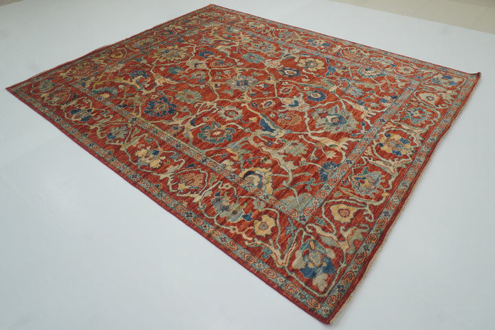 8x10 Red Oushak Hand knotted Rug - Yildiz Rugs