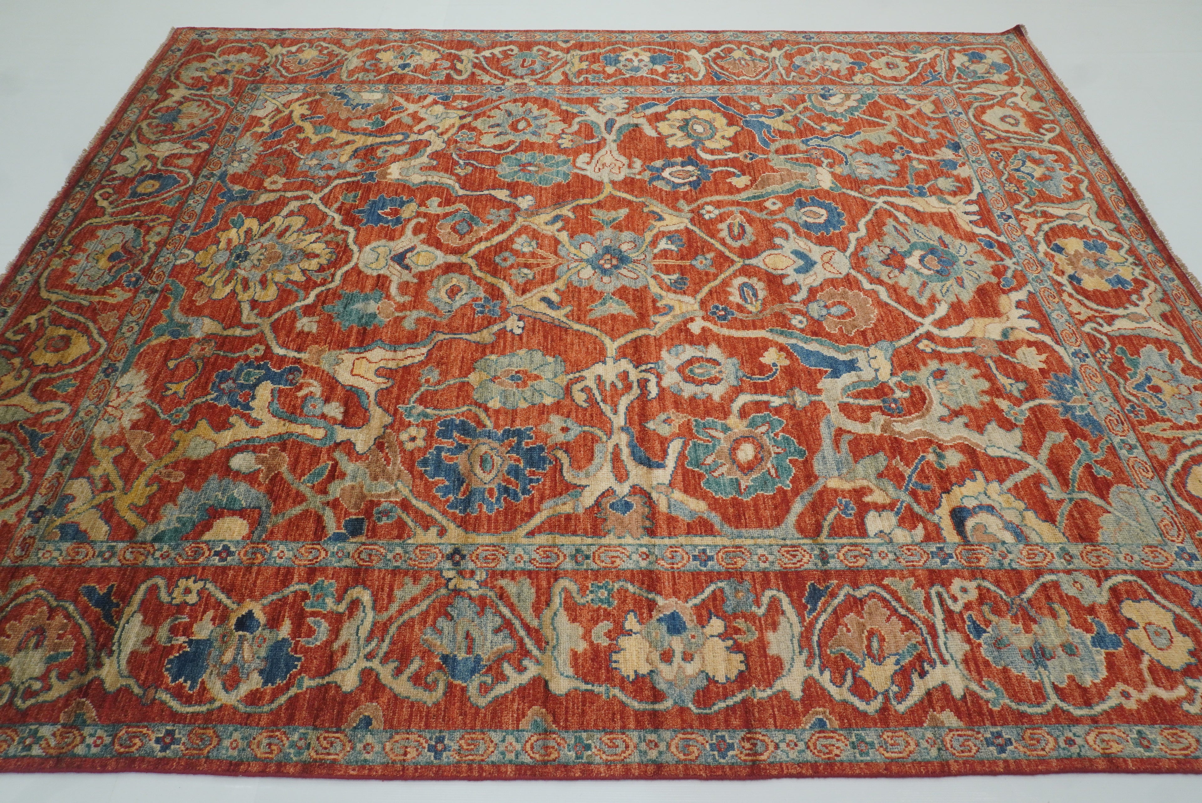 8x10 Red Oushak Hand knotted Rug - Yildiz Rugs