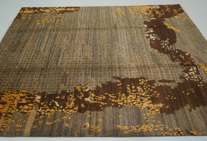 8x10 Brown Afghan Hand knotted Modern Rug