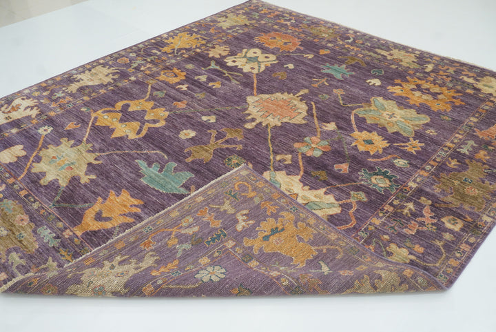 8x10 Oushak Muted Purple Hand knotted Rug - Yildiz Rugs